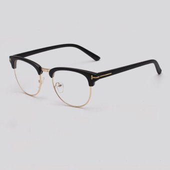 JINQIANGUI Fashion Glasses Frame Half Frame Glasses Black Frame Glasses Plastic Frames Plain for Myopia Women Eyeglasses Optical Frame Glasses - intl
