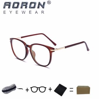 [Buy 1 Get 1 Freebie] AORON Brand Retro Reading Glasses Anti-fatigue Computers Glasses Anti-blue Light Eyeglasses 3631(Tea) - intl