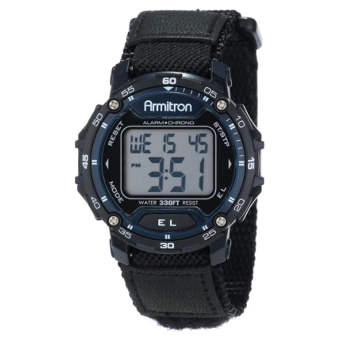 Armitron Sport Unisex 40/8291BLU Black Velcro Strap Blue Bezel Round Digital Chronograph Watch (Intl)