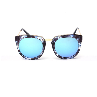 Women Sunglasses Mirror Oval Glasses Blue Color Brand Design (Intl)