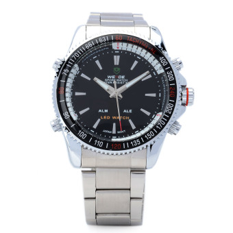 WEIDE WH903 sejalan Stainless Steel + jam tangan digital kuarsa memimpin untuk pria - Perak (1 x SR626) (International)