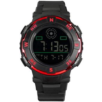 INFANTRY Mens LCD Digital Wrist Watch Stopwatch Red Sport Military Black Rubber