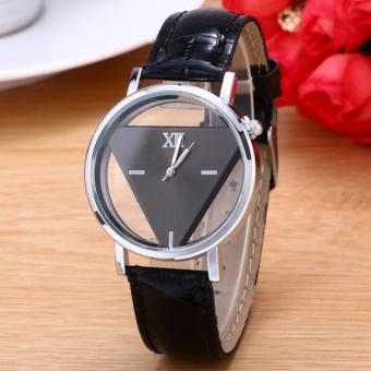Coconiey Mens Womens Unique Hollowed-out Triangular Dial Black Fashion Watch Black -intl
