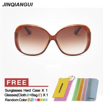 JINQIANGUI Sunglasses Women Butterfly Plastic Frame Sun Glasses Brown Color Eyewear Brand Designer UV400 - intl