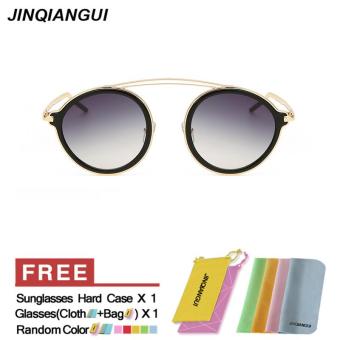 JINQIANGUI Sunglasses Women Round Retro Titanium Frame Sun Glasses Grey Color Eyewear Brand Designer UV400 - intl