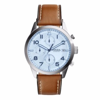 everydays_collection - Fossil Pilot 54 Blue Crystal Chronograph FS5169 - Jam tangan Pria Silver