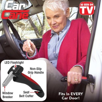 Pitaldo CarCane Alat bantu pegangan pintu dengan Pemecah Kaca Glass Breaker dan Pemotong SeatBelt dan Lampu LED