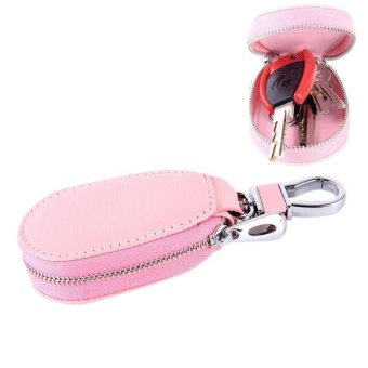 Universal Leather Crocodile Texture Waist Hanging Zipper Wallets Key Holder Bag (No Include Key)(Pink) - intl