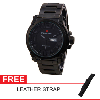 Swiss Army Limited Edition Free Leather Strap - Hitam - Stainless - SA 0360 7169 BL GRY