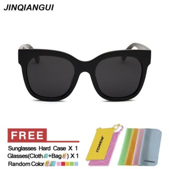 JINQIANGUI Sunglasses Men Polarized Square Plastic Frame Sun Glasses Grey Color Eyewear Brand Designer UV400 - intl