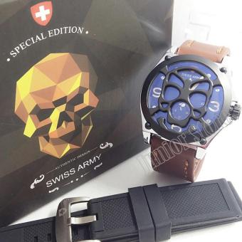 Swiss Army Spesial Edition - JRSA-1258 - Jam Tangan Pria Crono -Tali Kulit - Silver Coklat