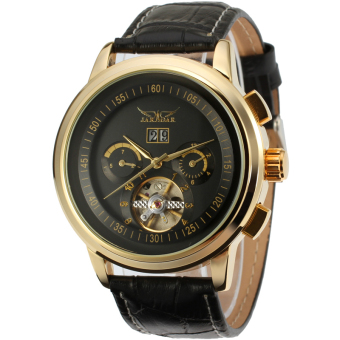 Jargar Automatic Dress Watch with Black Leather Strap Gift Box JAG16557M3G1 (Black)