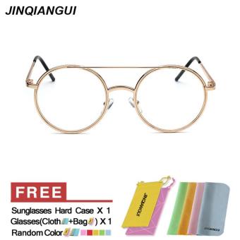 JINQIANGUI Glasses Frame Women Round Retro Titanium Eyewear Gold Color Spectacle Frames for Nearsighted Glasses - intl