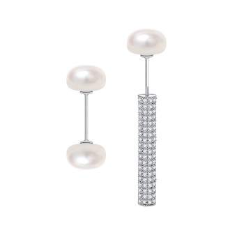 Danki Brand Jewelry Female Solid 925 Sterling Silver Pearl Charm Stud Earrings