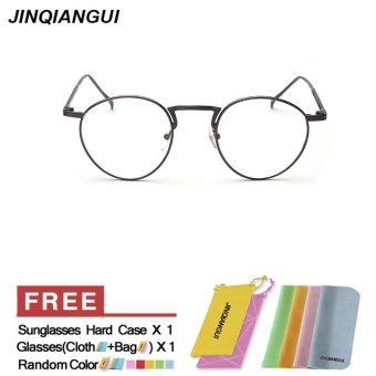 JINQIANGUI Glasses Frame Men Round Retro Titanium Eyewear Grey Color Frame Brand Designer Spectacle Frames for Nearsighted Glasses - intl