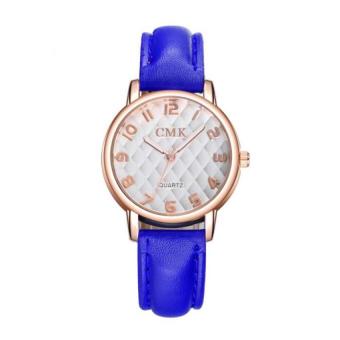 Coconie Women Leather Wristwatch Waterproof Analog Sport Quartz Wrist Watch Blue Free Shipping