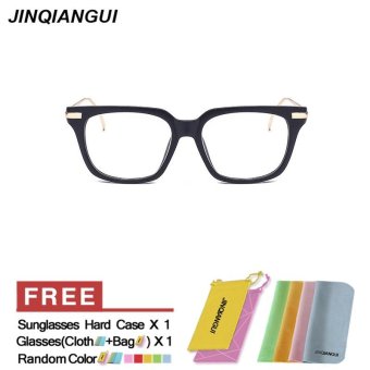 JINQIANGUI Fashion Women Glasses Frame Square Glasses Black Frame Glasses Plastic Frames Plain for Myopia Women Eyeglasses Optical Frame Glasses - intl