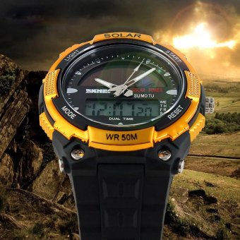 SKMEI Brand Watch 1049 Tenaga Surya Baru Menonton Jam Olahraga Pria 2 Zona Waktu Quartz Multifungsi Outdoor Outdoor Wristratches