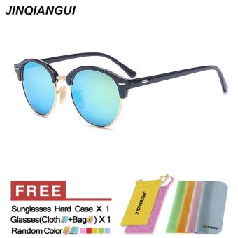 JINQIANGUI Sunglasses Men Round Retro YellowGreen Color Polaroid Lens Plastic Frame Driver Sunglasses Brand Design - intl