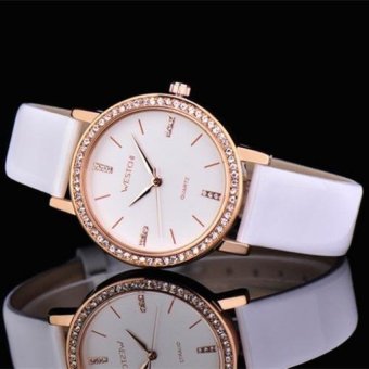 ninror West Chi westchi genuine leisure Damen Strip Nail Drillscale belt quartz watch W3116L (White) - intl