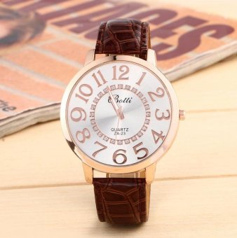 CE female fashion quartz watch color variety show vitality and connotation female models watch selling single product round dial Brown strap white dial - intl