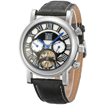 Jargar Men Mechanical Dress Watch Tourbillon Automatic Wristwatch Black Leather Strap Gift Box JAG9402M3S2