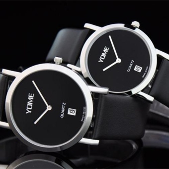 moob YOME is the brand's simple and casual fashion quartz watch Korean men's watch belt, ultra-thin lovers (couple Watch) (Black)