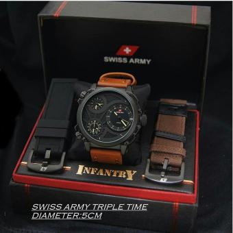 Swiss Army Marquez Infantry Tripel Time Jam Tangan Pria New Limited Edition Strap Kulit Berkualitas