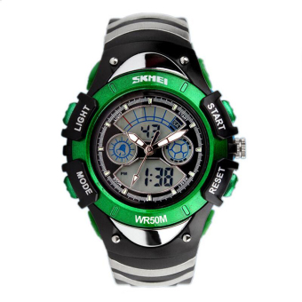 SKMEI Children Watch SKMEI Brand Dual Time Zone Digital Quartz Multifunction Wristwatch Waterproof Student Sports Kids Watches(Green)