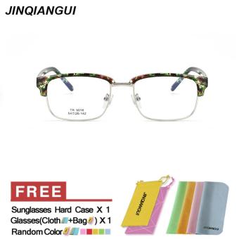 JINQIANGUI Women Fashion Glasses Frame Rectangle Glasses Green Frame Glasses Plastic Frames Plain for Myopia Women Eyeglasses Optical Frame Glasses - intl