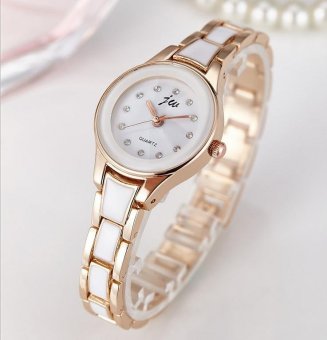 CE high-grade steel fashion ladies watch female models waterproof watch student watch fashion single product watch selling single product round dial gold strap white dial - intl
