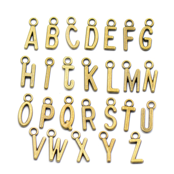 100 buah campuran huruf Abjad ABC Pesona perhiasan Steampunk membuat pasangan