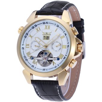 Jargar Forsining Automatic Dress Watch with Black Leather Strap Gift Box JAG057M3G1 (White)