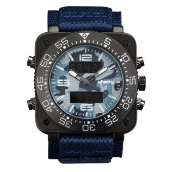 INFANTRY Mens Digital Quartz Wrist Watch Stopwatch Military Camo Blue Nylon