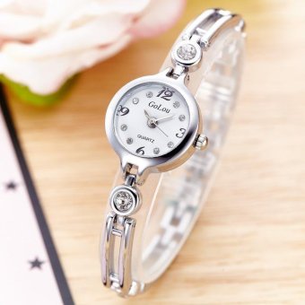 CE Korean version of the new fashion ladies bracelet bracelet watch female models steel belt brand watches female watch student watch fashion single product watch selling single product round dial silver strap white dial - intl