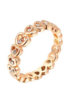 Phoenix B2C Women's Rhinestone 9K Gold Plated Sweet Heart Ring Wedding Party Jewelry (Gold)