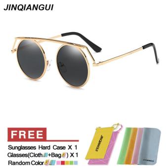 JINQIANGUI Sunglasses Women Round Retro Titanium Frame Sun Glasses Grey Color Eyewear Brand Designer UV400 - intl