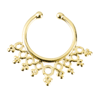 BolehDeals Circle Round Bubble Pattern Non-Piercing Fake Nose Ring Copper Gold