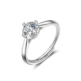 Engagement Ring Women Classic CZ Diamond Brilliant Round Band Anniversary Ring Genuine 925 Sterling Silver Solitaire Ring
