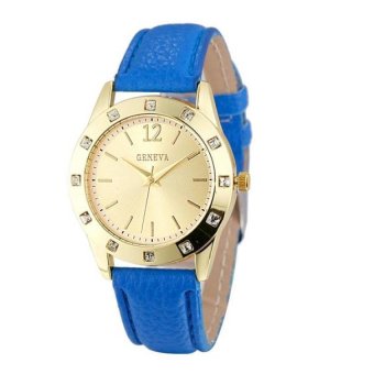 Coconie Geneva Fashion Women Diamond Analog Leather Quartz Wrist Watch Watches Blue Free Shipping