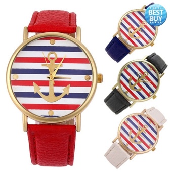Best Multi-Color Striped Anchor Quartz Wrist Watch - intl
