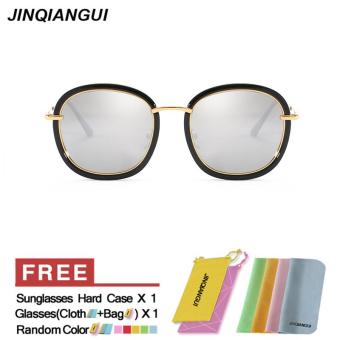 JINQIANGUI Sunglasses Men Polarized Round Retro Plastic Frame Sun Glasses Silver Color Eyewear Brand Designer UV400 - intl