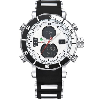 WEIDE Men Sports Watches Waterproof Quartz LCD Digital Watch Alarm Stopwatch Dual Time Zones 5203 (black) - intl