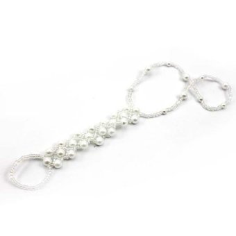 Crystal Imitation Pearl Diamond Knitted Barefoot Sandals Adorn Extensible Foot Ring Anklet Chain