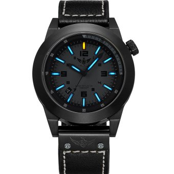 YELANG V1009 Super Bright Tritium Gas Blue Luminous Waterproof Genuine Leather Strap Business Casual Quartz Watch