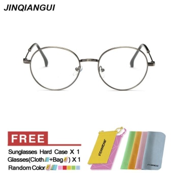 JINQIANGUI Fashion Glasses Frame Vintage Retro Round Glasses Gun Frame Glasses Titanium Frames Plain for Myopia Men Eyeglasses Optical Frame Glasses - intl