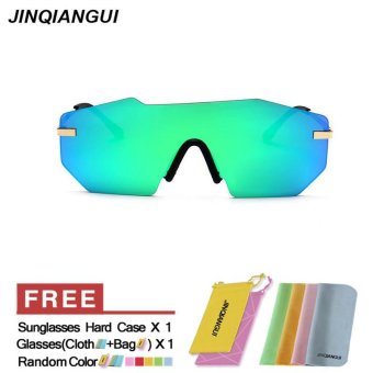 JINQIANGUI Sunglasses Men Irregular Titanium Frame Sun Glasses BlueGreen Color Eyewear Brand Designer UV400 - intl