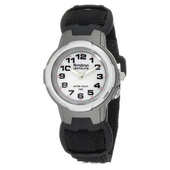 Armitron Sport Unisex 256347BLK Easy to Read Instalite Black Nylon Velcro Strap Watch (Intl)