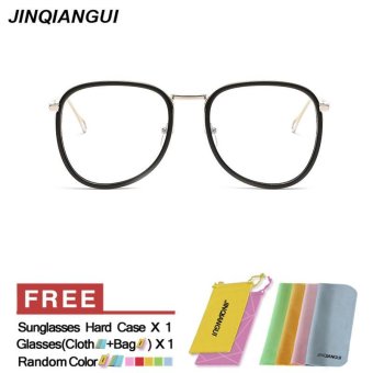 JINQIANGUI Glasses Frame Women Oval Plastic Eyewear Black Color Frame Brand Designer Spectacle Frames for Nearsighted Glasses - intl