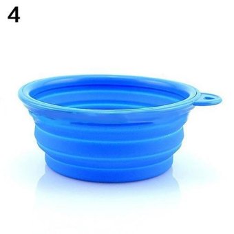 Bluelans Portable Collapsible Silicone Cat Dog Pet Feeding Bowl (Blue) - intl